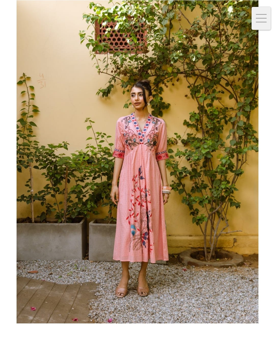 Pure cotton fully embroidered smart one piece dress (B274)