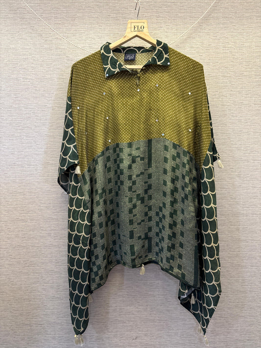 Pure muslin silk kaftan style top loose fit upto 46 size (S199)