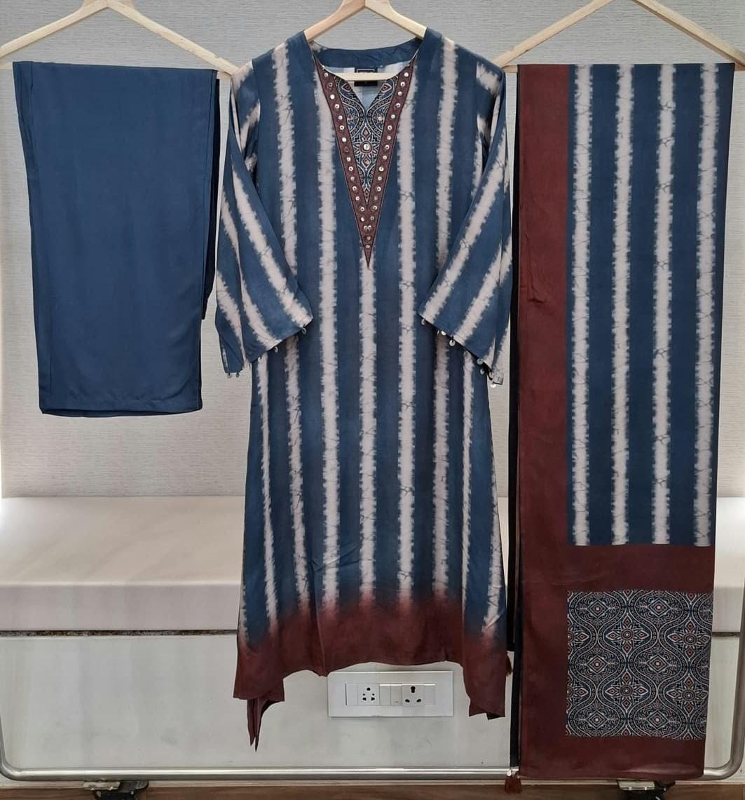 Pure muslin three piece set (C206)