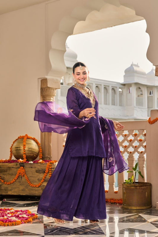 Pure chinnon sharara set (C579)