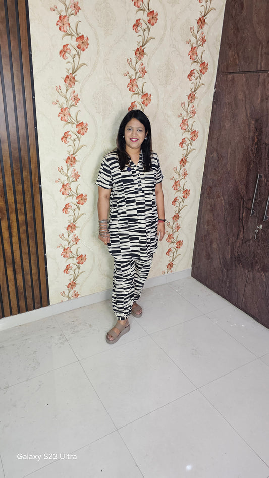 Smart comfort afgani pattern two piece night dress (N3)