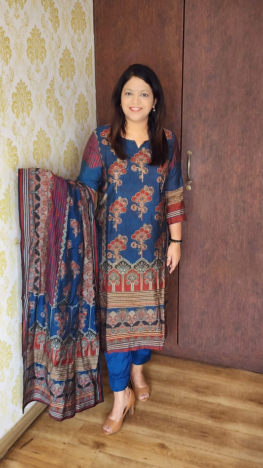 Kalamkari pure Muslin three piece set (A313)