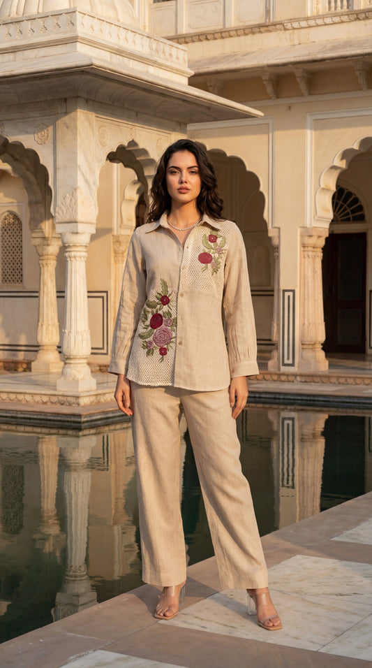 Jute linen with lining smart two piece cordset (B390)