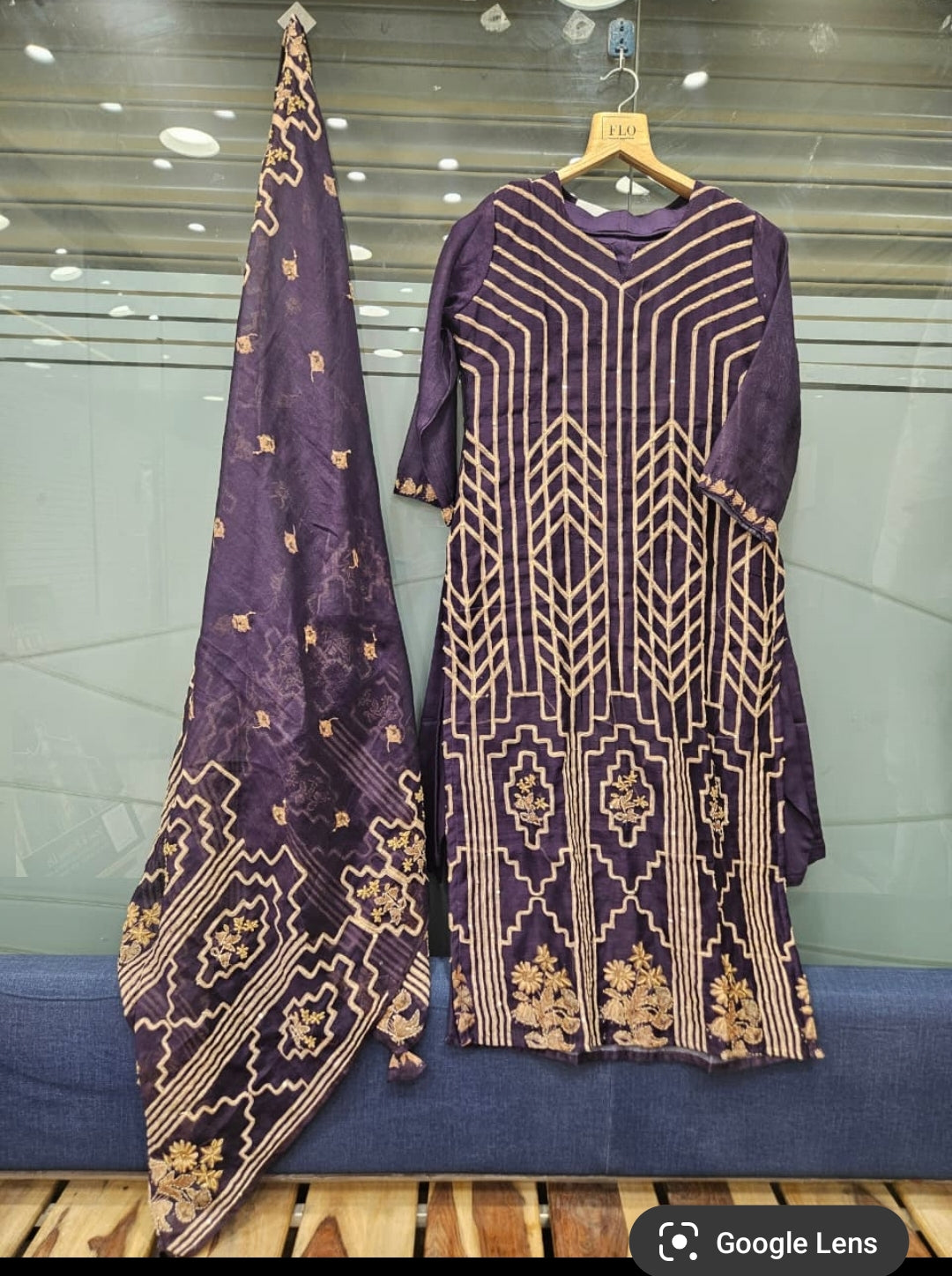 Pure chanderi full katha work three piece set (A1397)