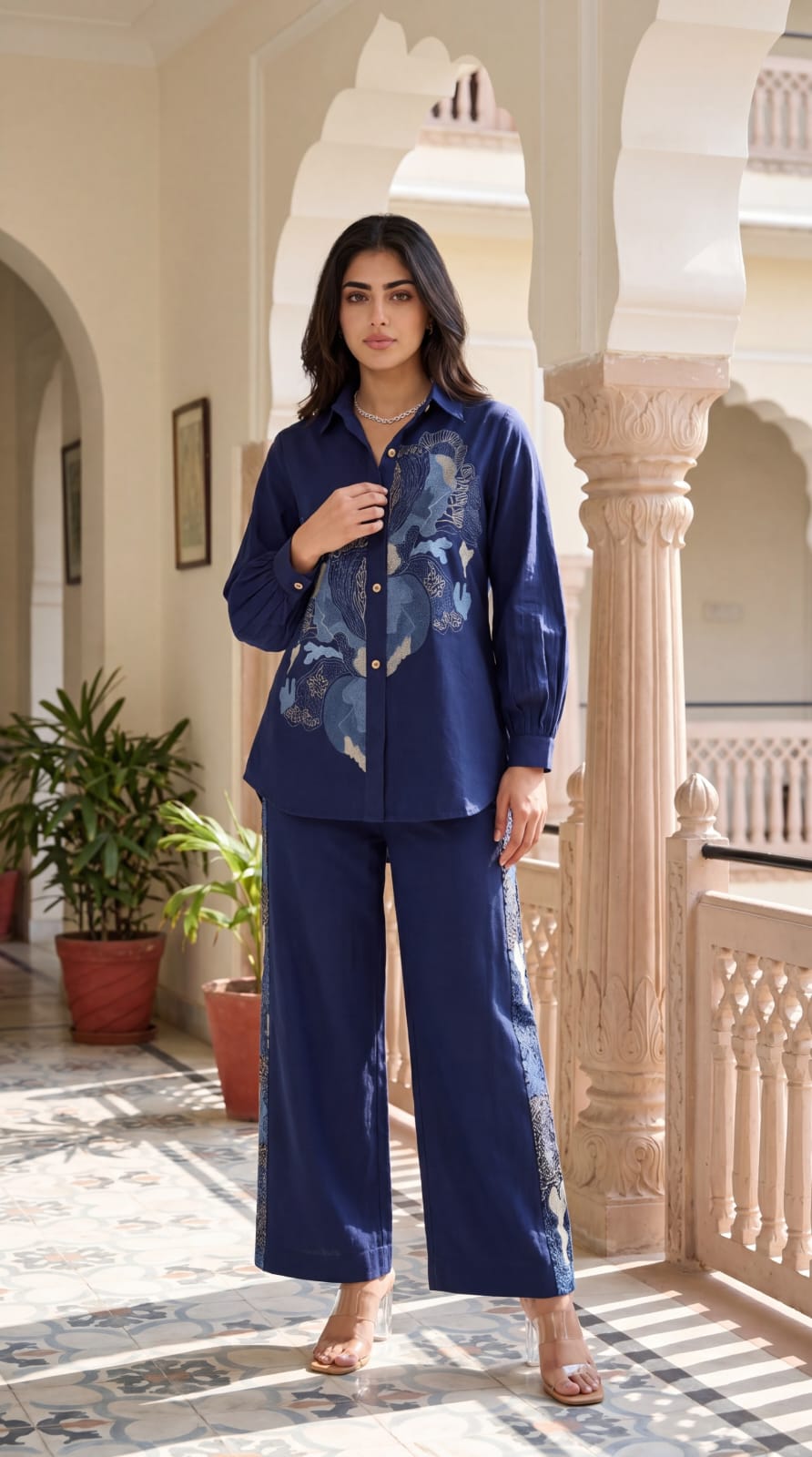 Pure cotton fully embroidered smart two piece cordset (B894)
