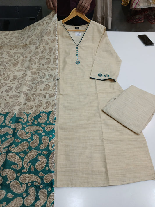Bagirath handloom with mul lining three piece set (A1588)