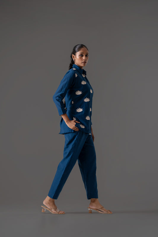 Blue mul chanderi fully embroidered (A456)
