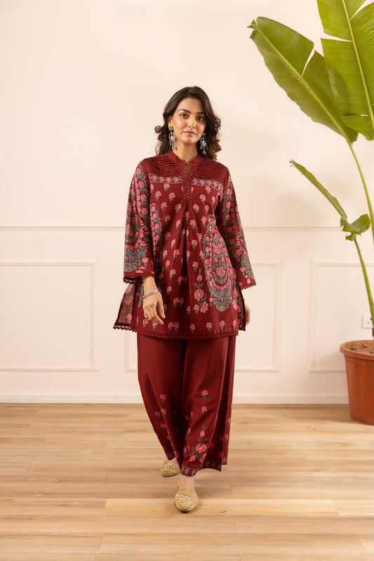 Cotton modal stylish two piece cordset digital print (S444)