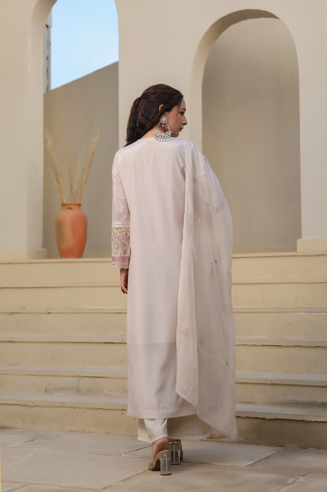 Pakistani organza suit with mul lining (P1657)