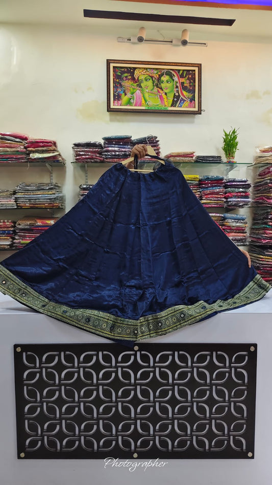 Blue gaji silk skirt (A875)
