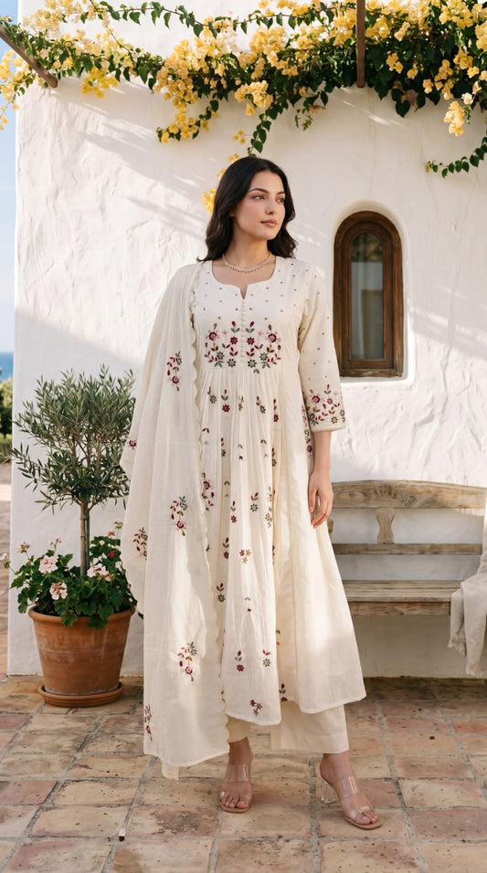 Dobby cotton with lining A line pattern three piece set (B731)