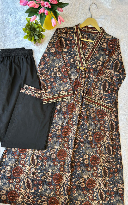 Blue ajrakh print pure cotton two piece set (A1363)