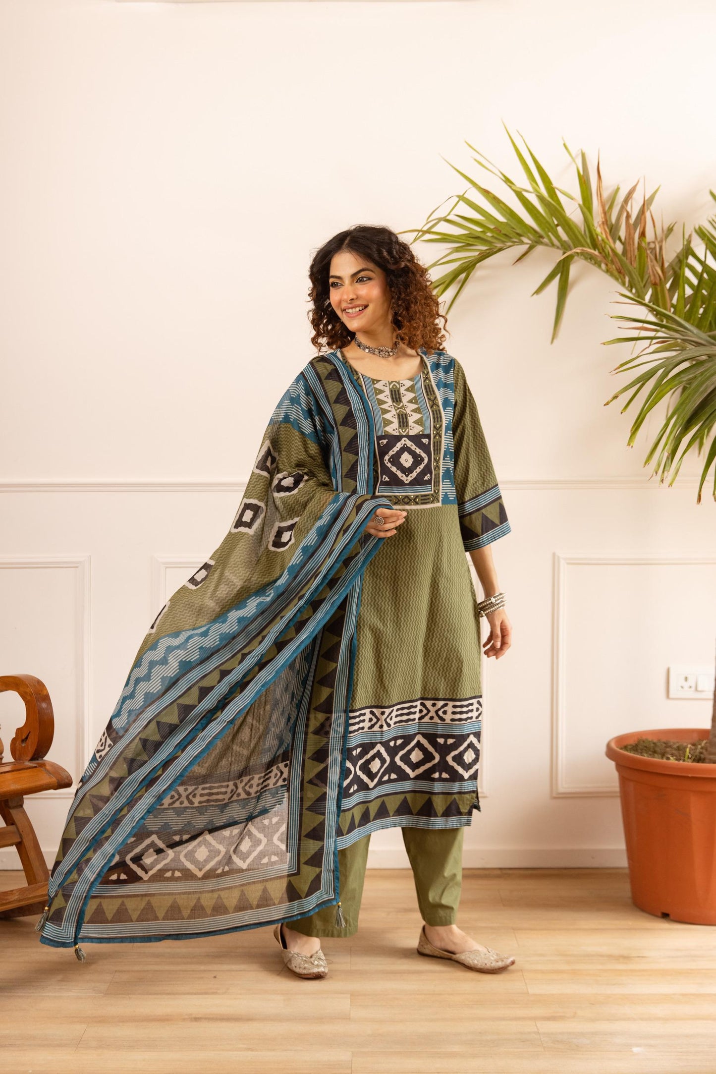 Pure cotton ajrakh print must buy a three piece set (B431)