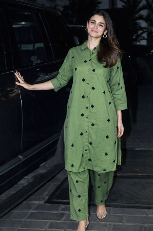 Pure cotton stylish embroidered two piece cordset (B266)