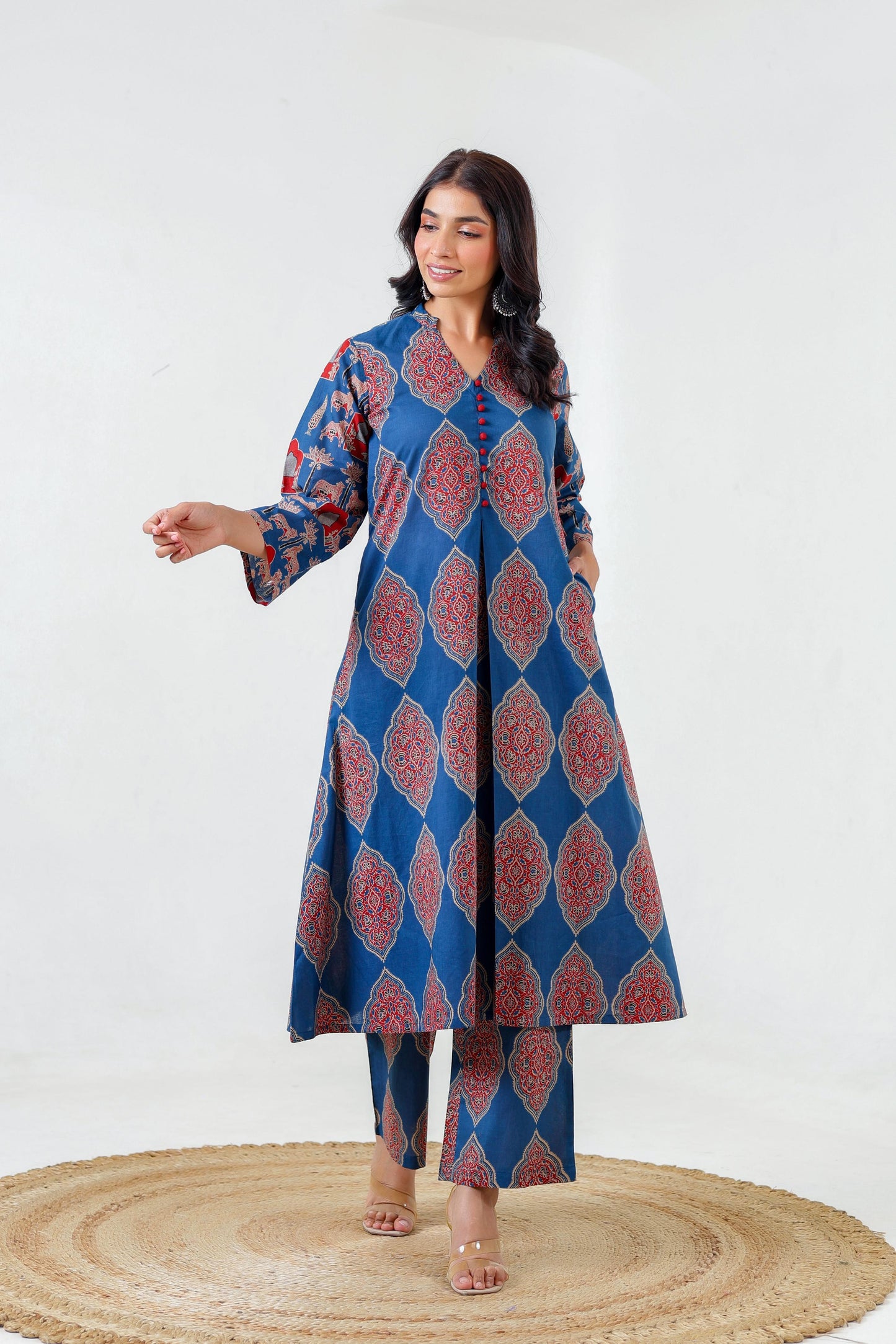 Blue pichwai pure cotton smart two piece cordset (P2371)
