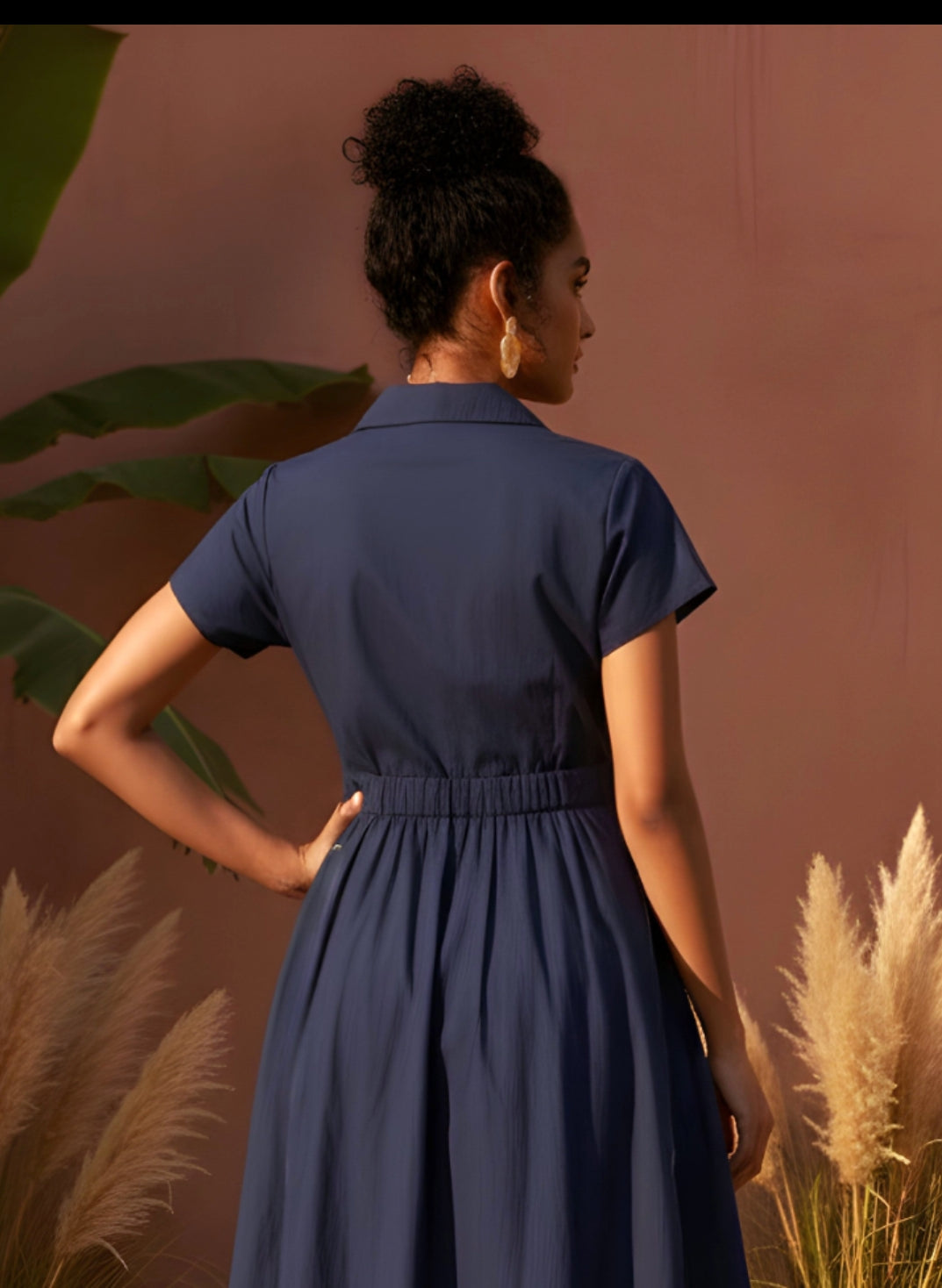 Cotton with embroidery smart one piece dress (C146)