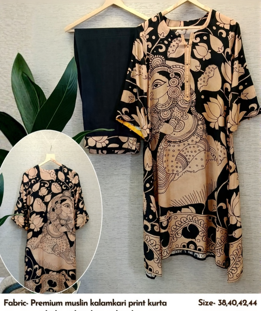 Black kalamkari designer cordset (A1474)