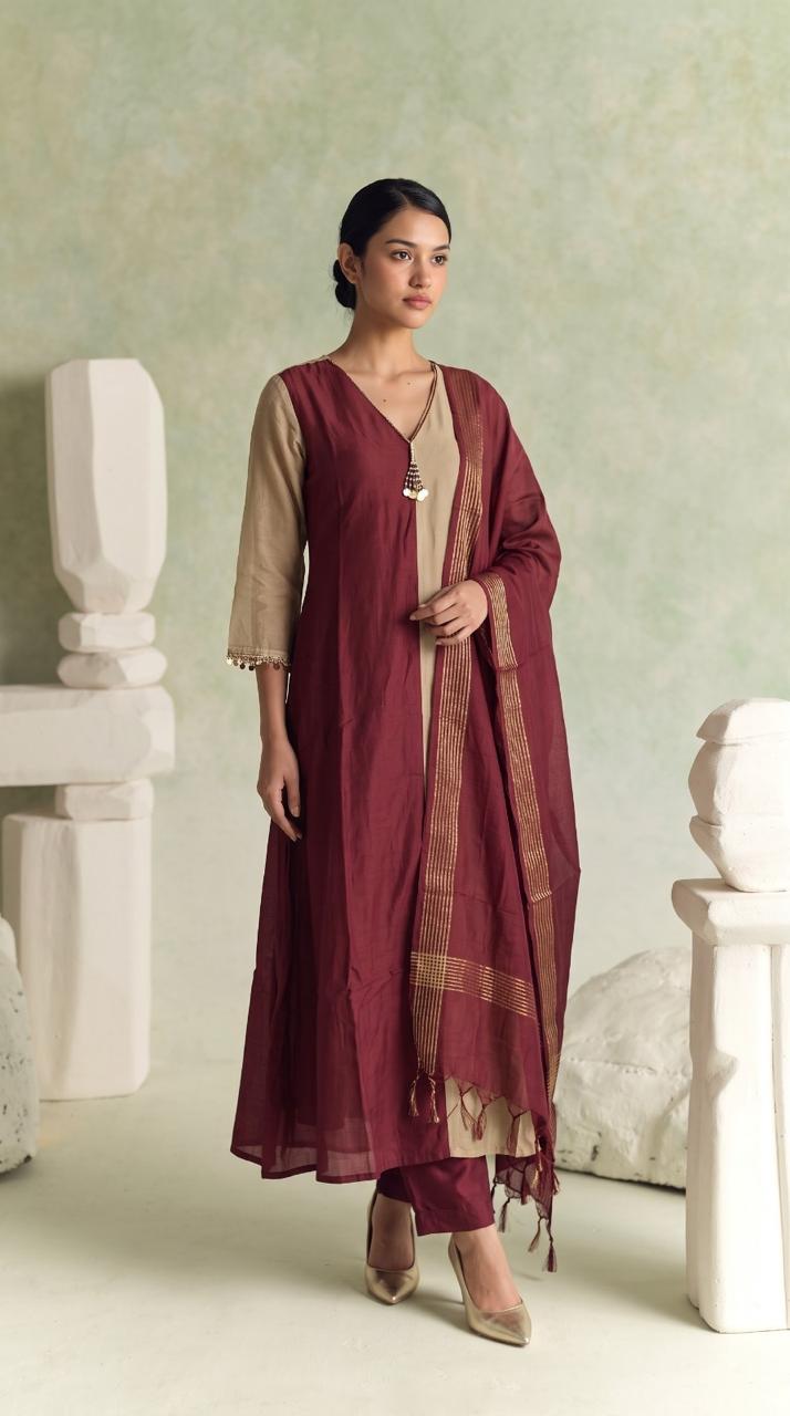 Soft mul chanderi with lining (C639)
