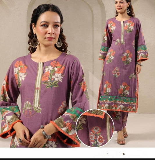 Purple pure cotton two piece cordset (A718)