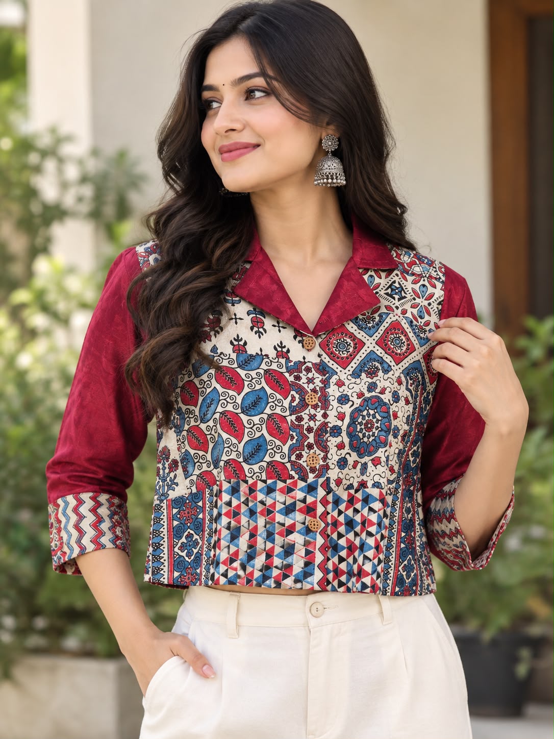 Pure mashroo gaji silk with mul lining crop top cum blouse (S405)