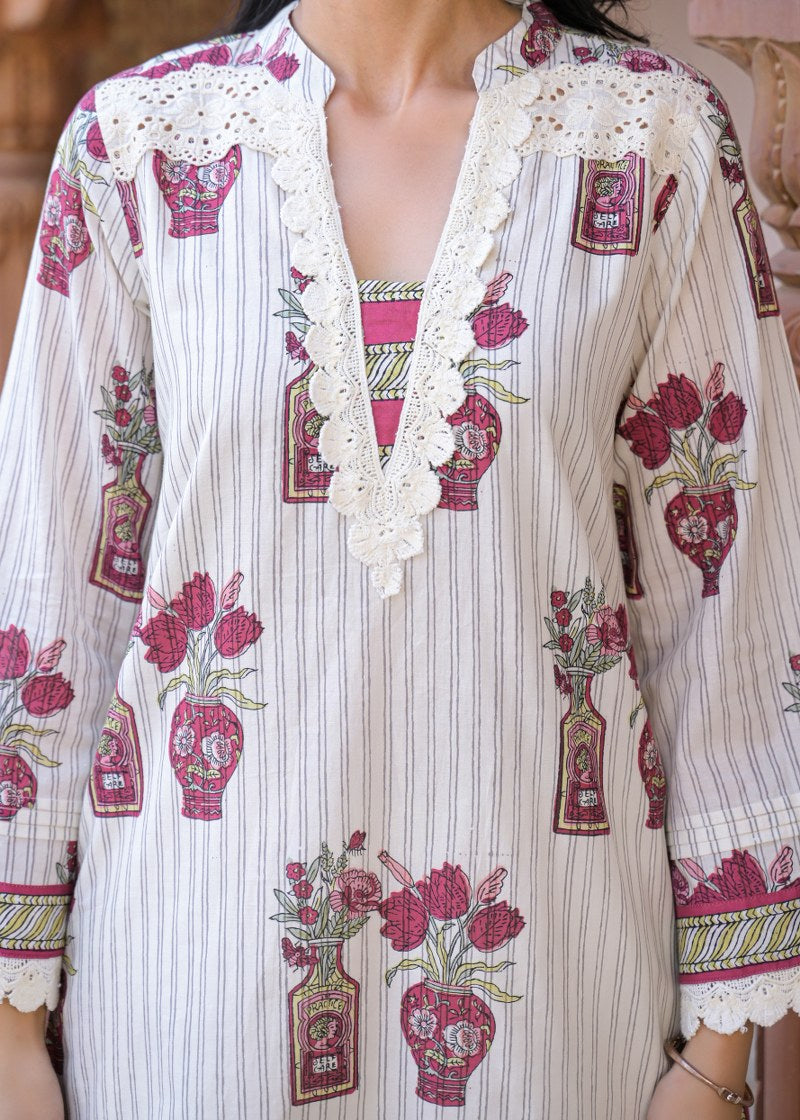 Pure cotton block print with farshi salwar stylish two piece cordset (S136)