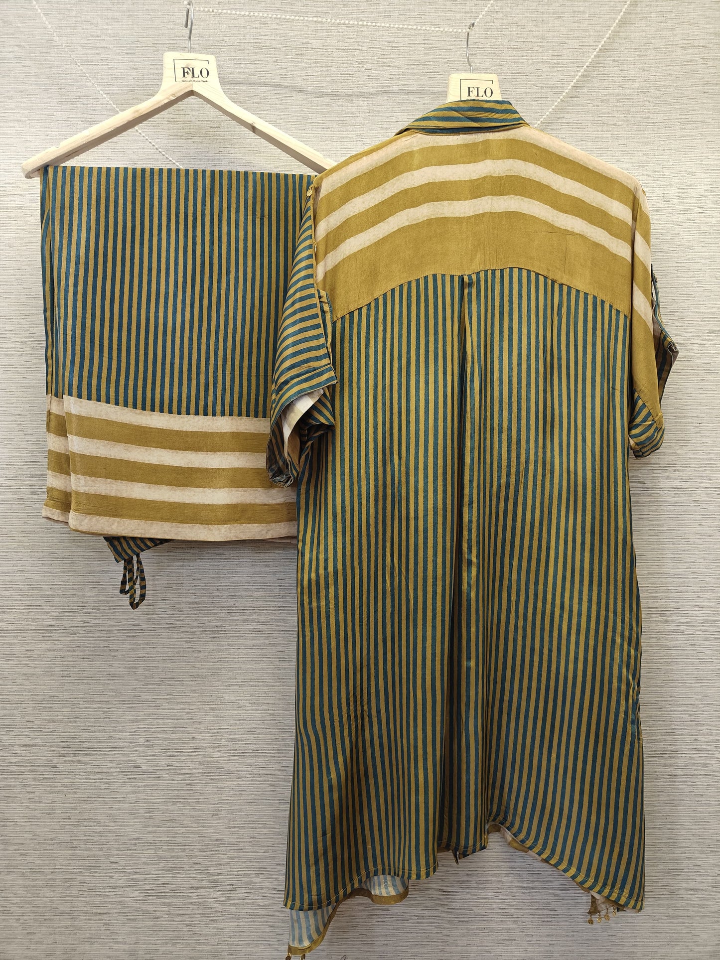 Natural crape strips smart two piece cordset (C166)