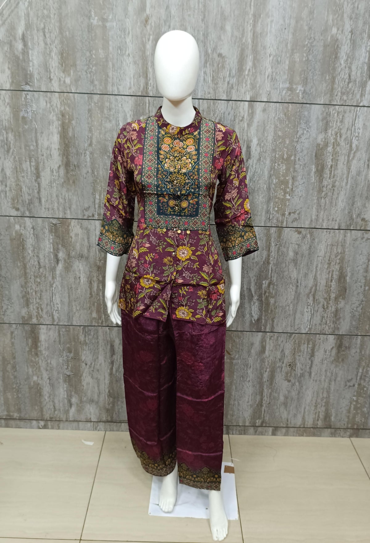 Crape kalamkari print smart two piece cordset (C666)