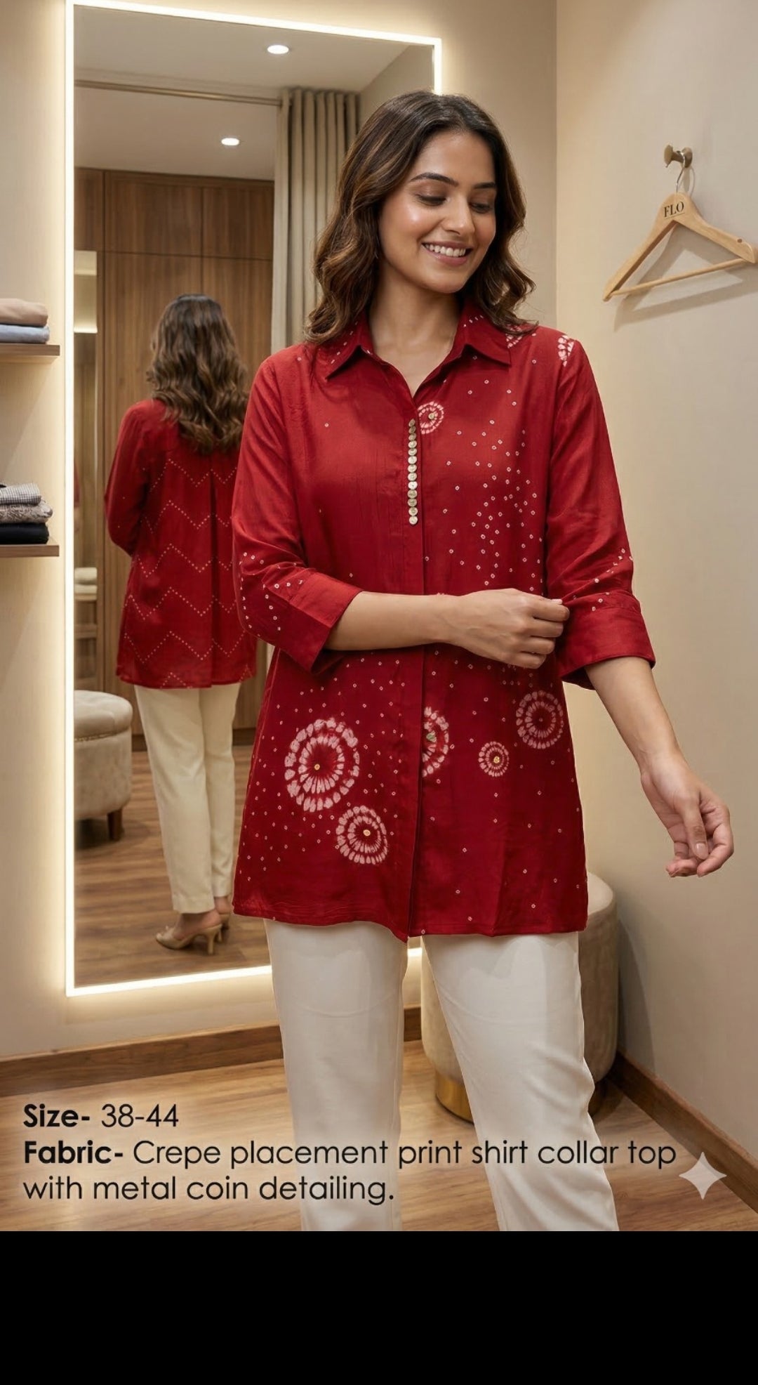 Pure crape bright pink bandani print smart shirt (B302)