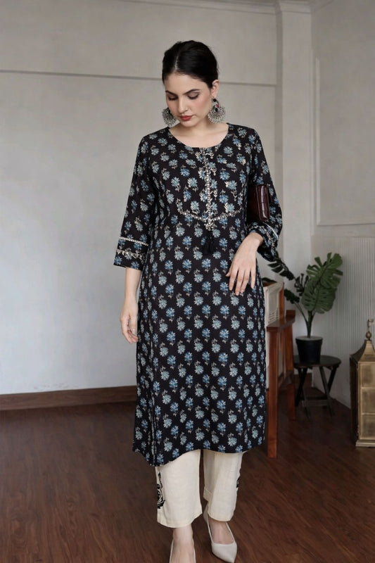 Pure cotton ajrakh print smart two piece cordset (A1594)