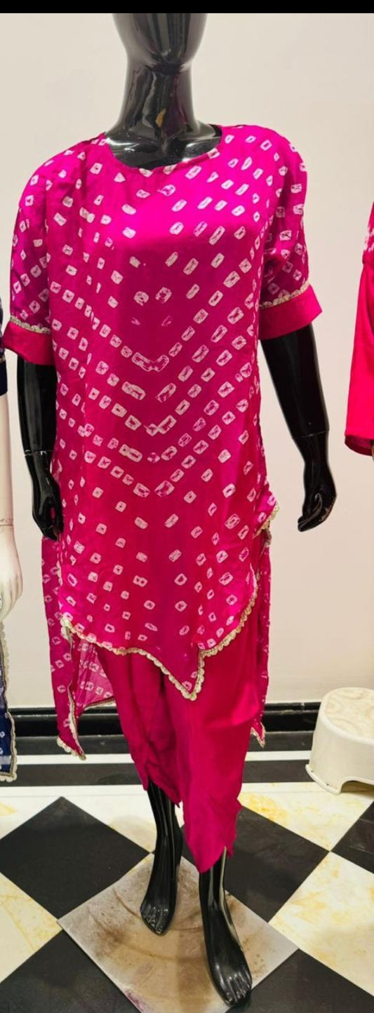Rani pink pure silk with mul lining and santoon silk bottom (A347)