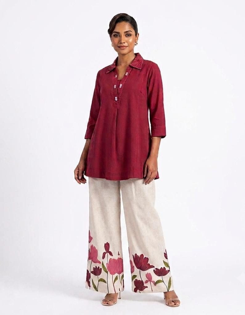 Handloom cotton smart two piece cordset (C239)