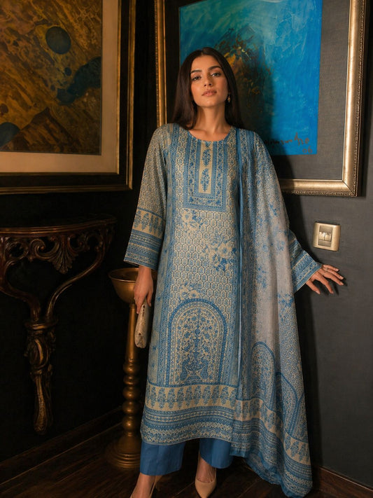 Pure cotton linen digital print smart three piece set (B718)
