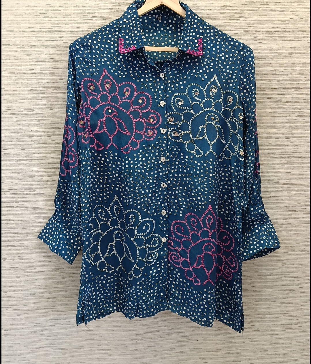 Blue crape bandani shirt (A1284)