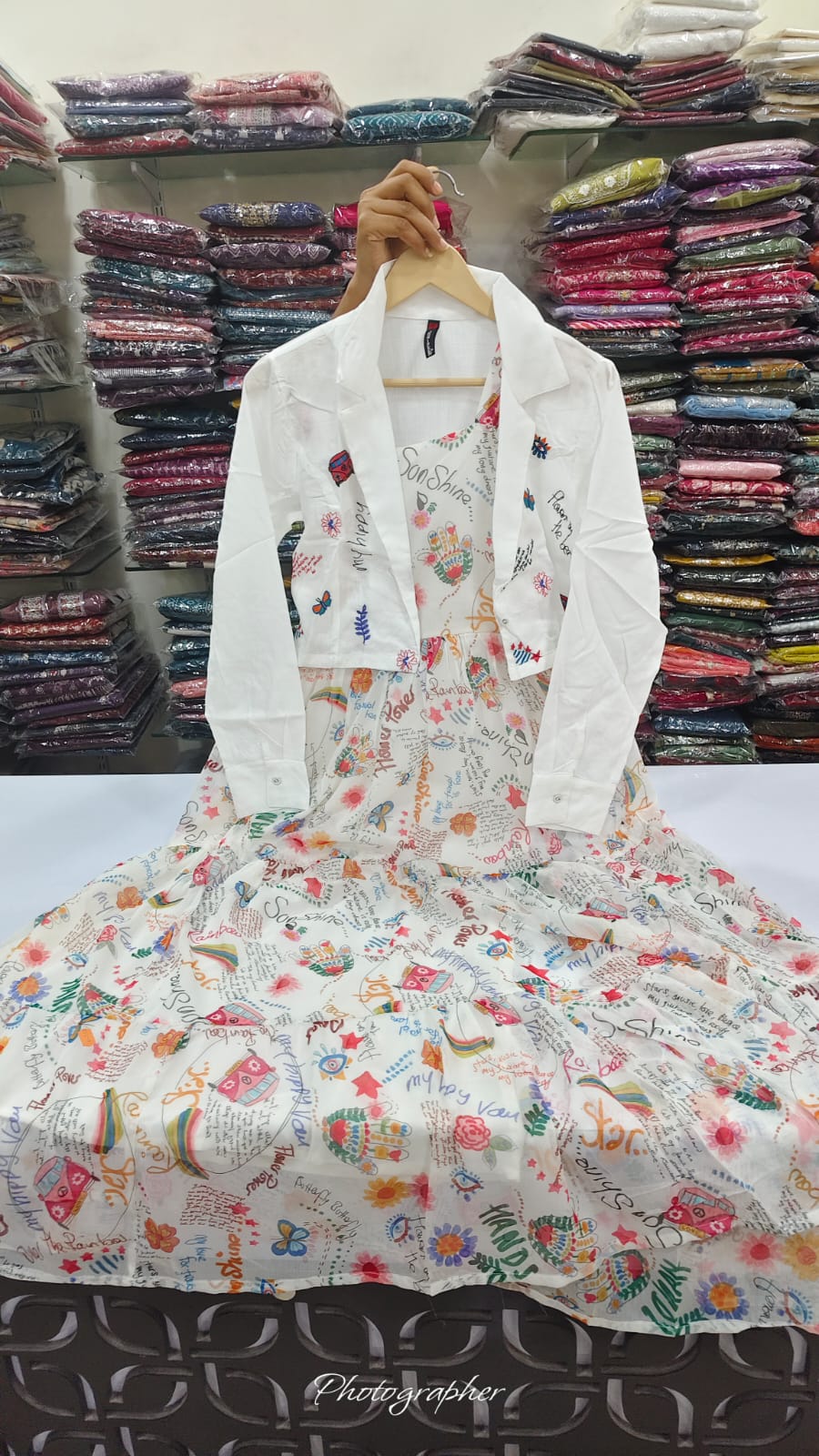 Pure chiffon with detachable shrug smart dress (B734)