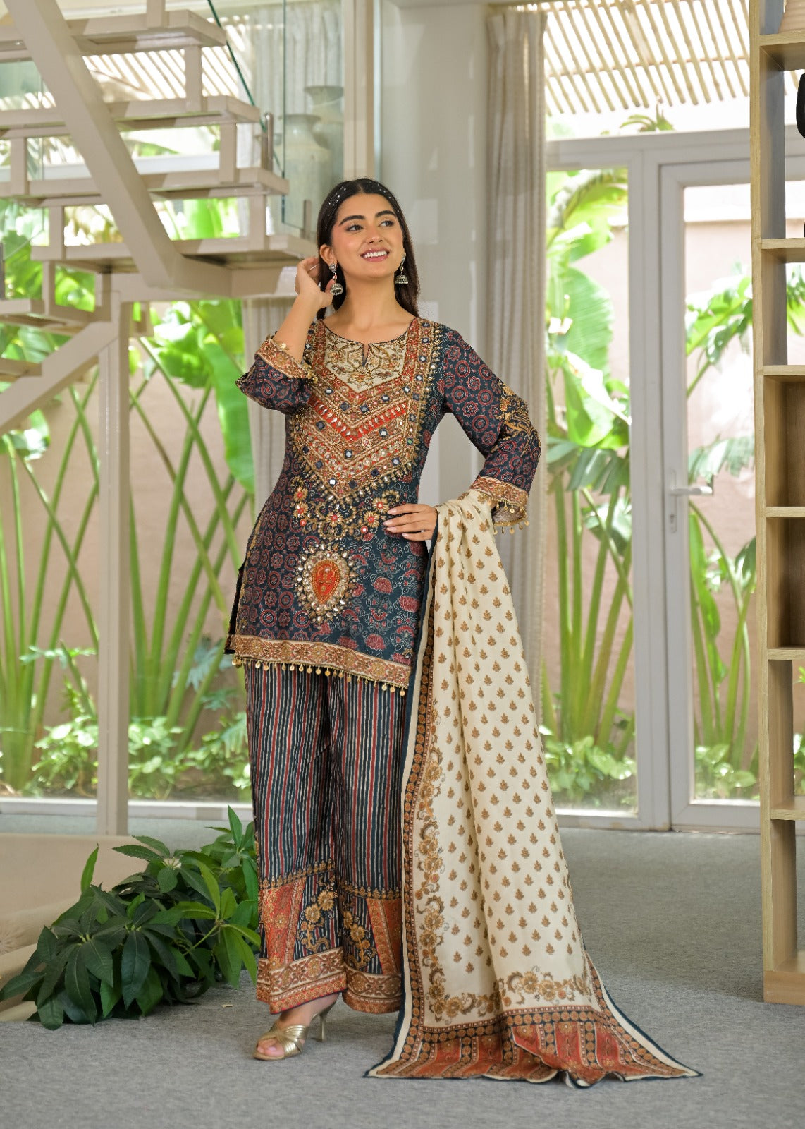 Pure dola silk designer three piece set (C538)