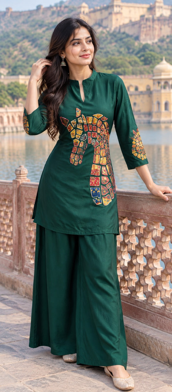 Pure crape applique with cut dana smart two piece cordset (C682)