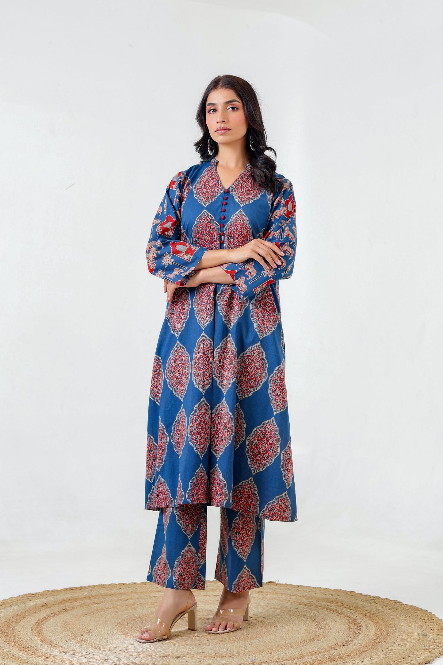Blue pichwai pure cotton smart two piece cordset (P2371)