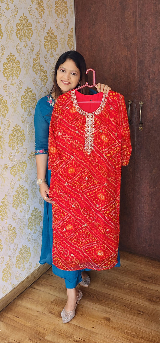 Red georgette only kurti (P822)