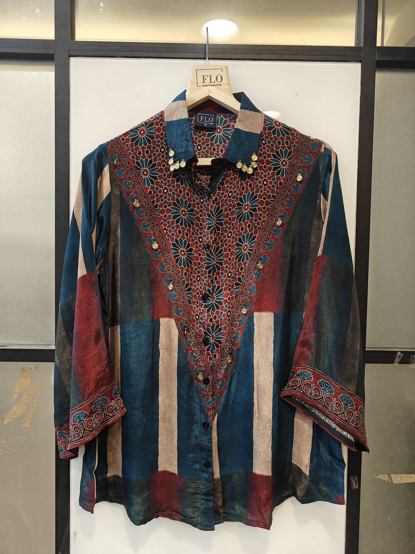 Pure crape upto 46 size smart shirt (B612)