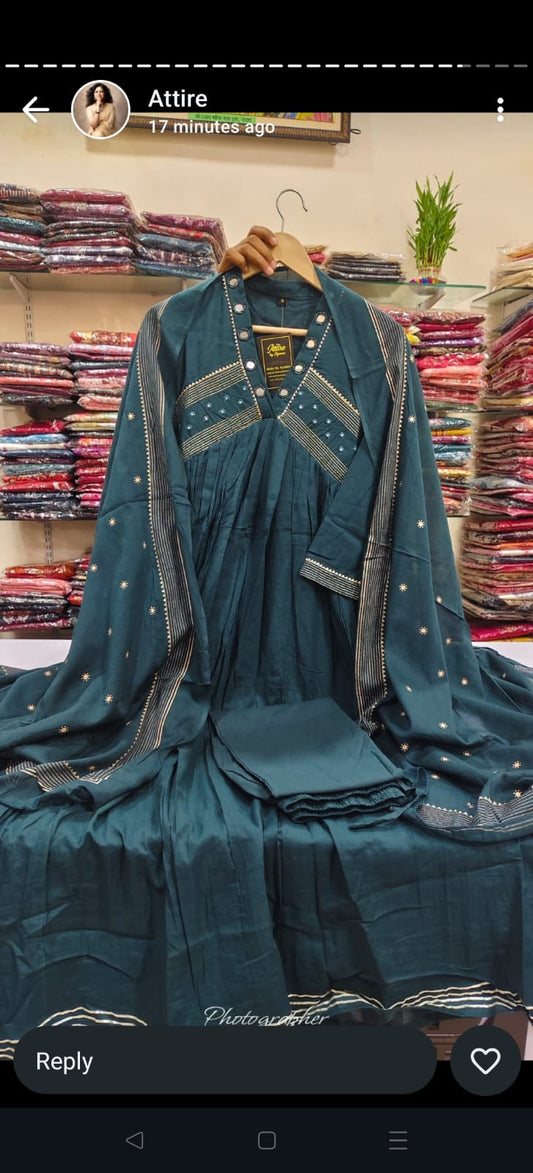 Blue pure cotton three piece set (A1114)