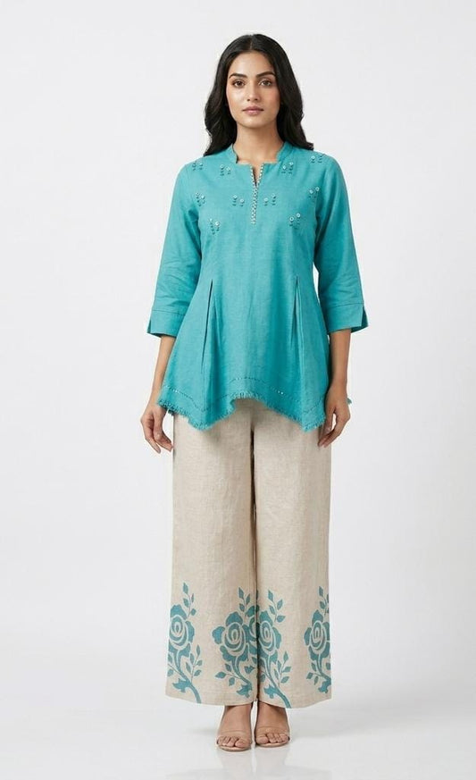 Cotton linen smart two piece cordset (B843)