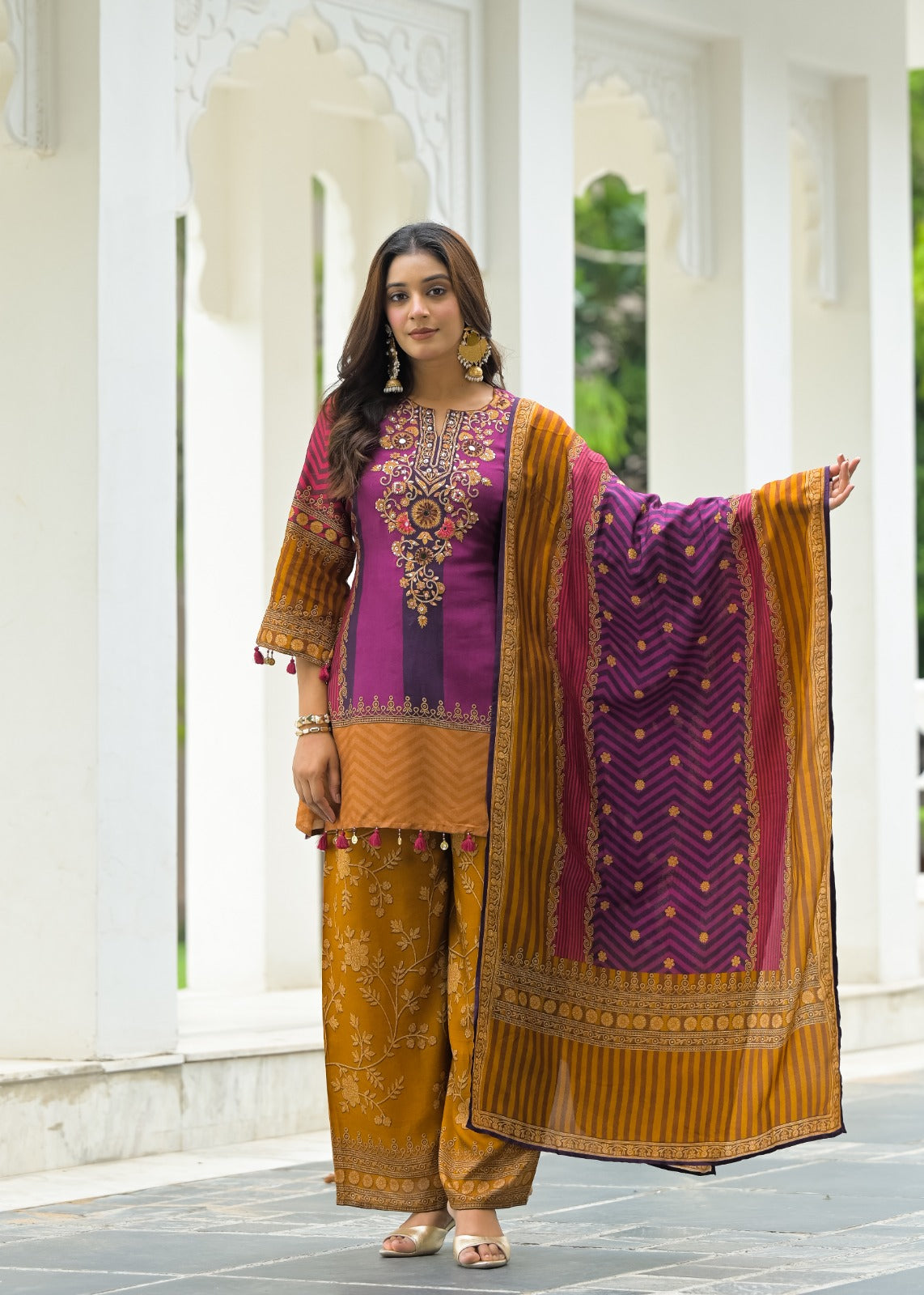 Pure dola silk with lining three piece set (C628)