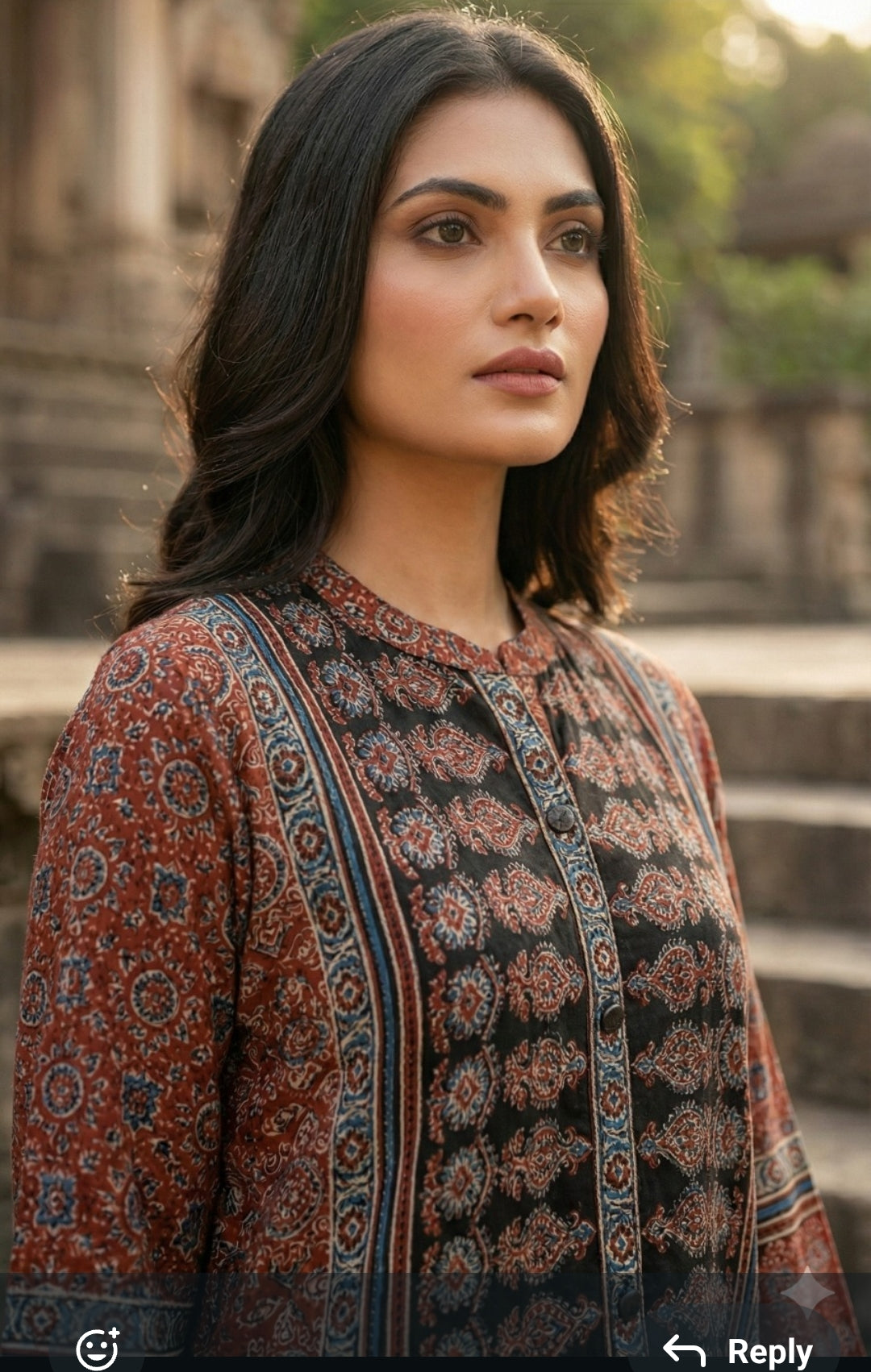 Natural crape pure ajrak print smart two piece cordset (C219)