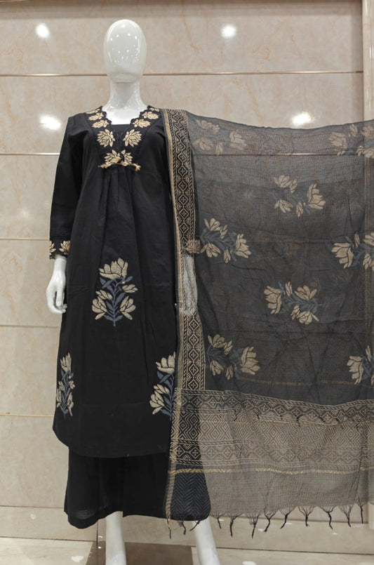 Black pure cotton three piece set (A1132)