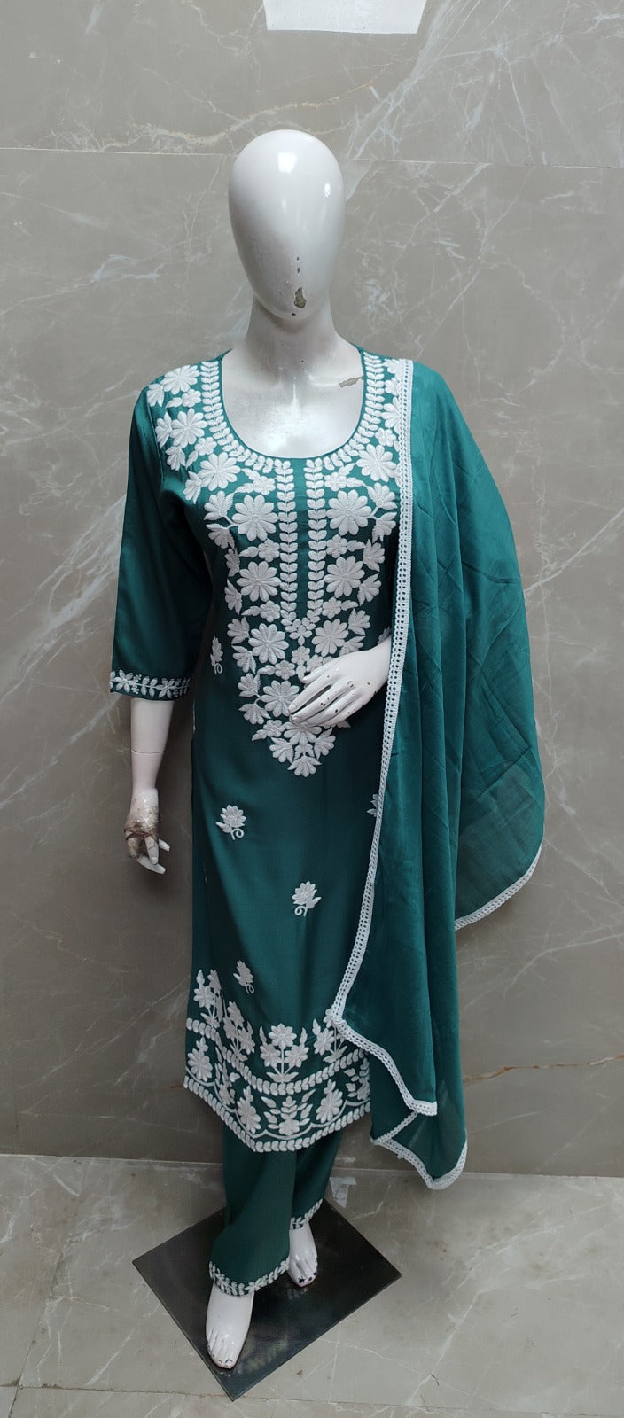 Rama chikankari pure cotton three piece set (B363)