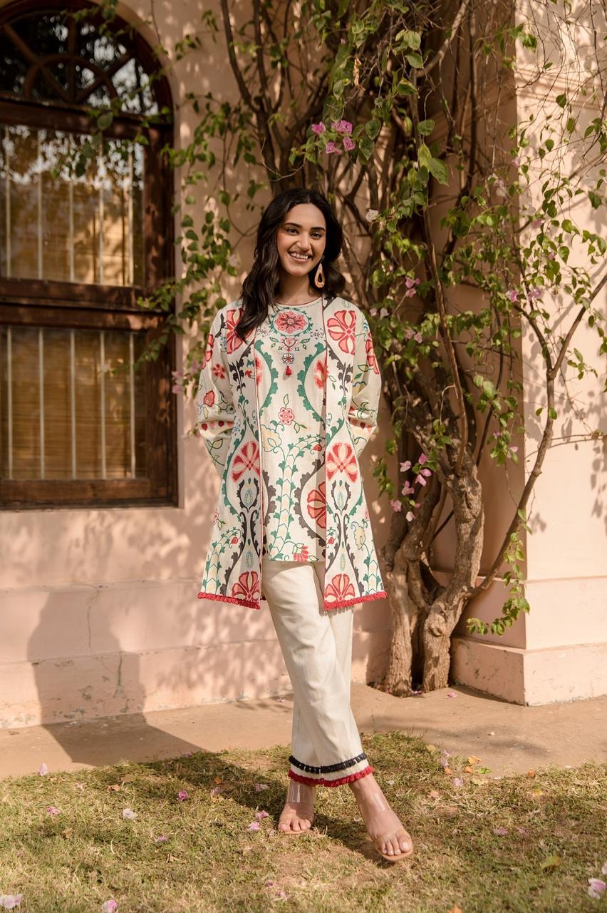 Stylish three piece cotton cordset (A1274)