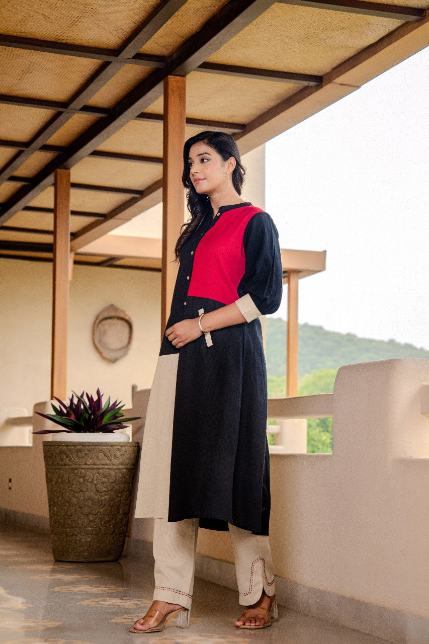 Cotton linen stylish two piece cordset (A1137)