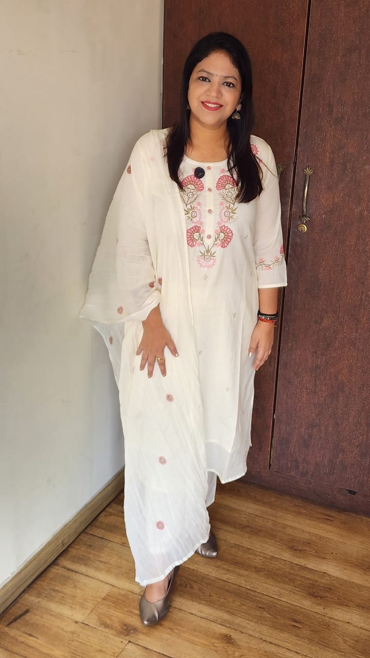 Pure cotton fully thread work three piece set (B154)