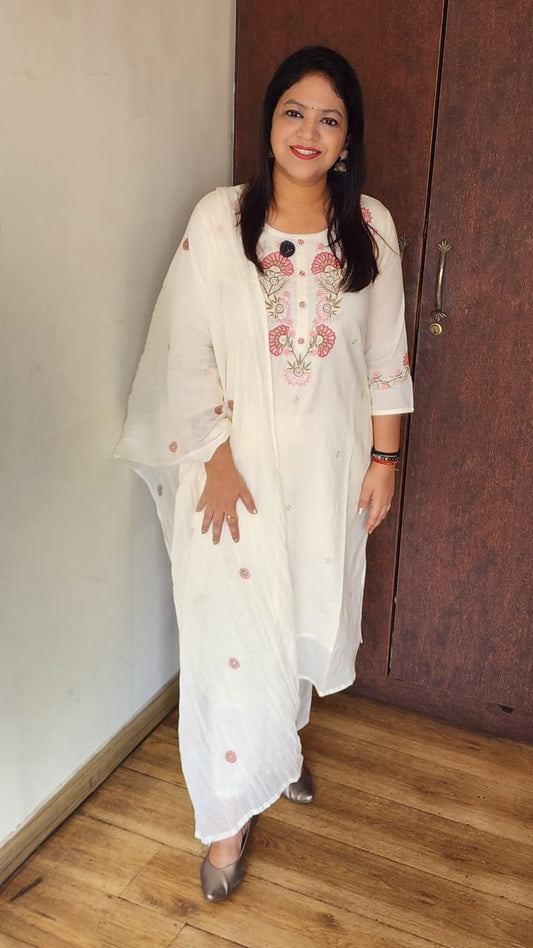 Pure cotton fully thread work three piece set (B154)