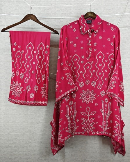 Stylish bandani print two piece pure crape cordset (C404)